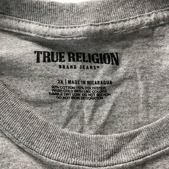 True Religion T Shirt Men’s Two Tone‎ Logo Crewneck Tee Size 2XL - Picture 5 of 9